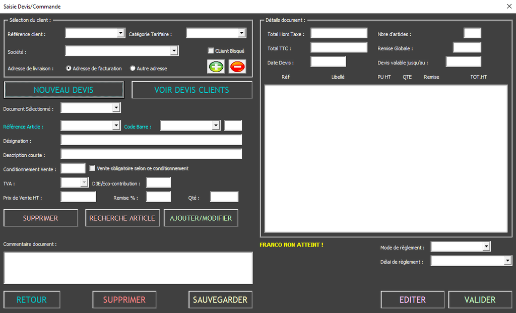 XL-CRM : relation clients et saisie de commandes