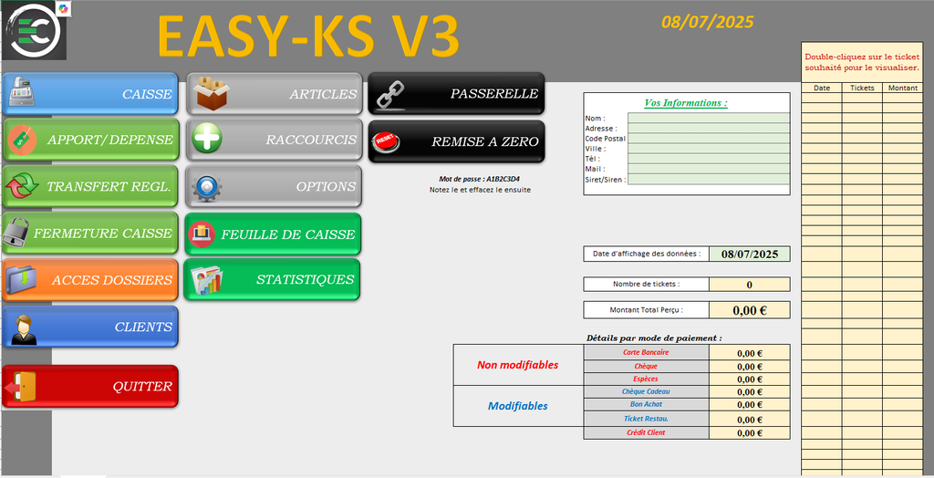 Logiciel de Caisse simplifié Easy-KS V3
