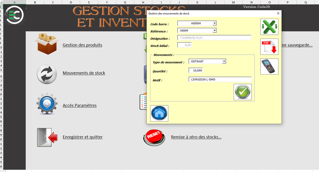 Gestion des stocks articles et d'inventaires