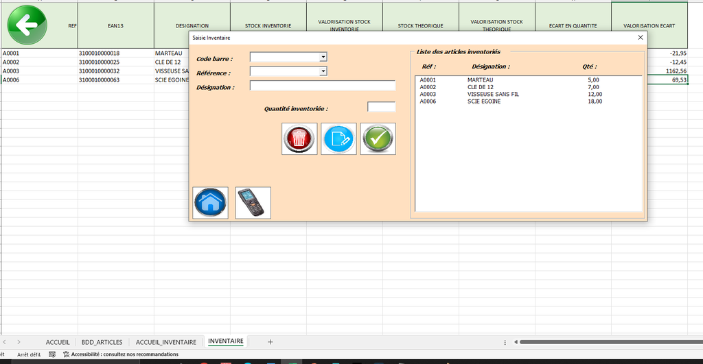 Gestion des stocks articles et d'inventaires