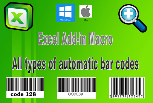 [A0070] Excel Complementary Macro All Types of barcodes Automatic